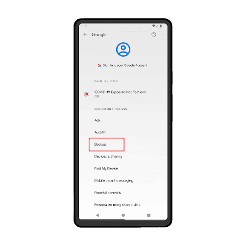 steps to backup android