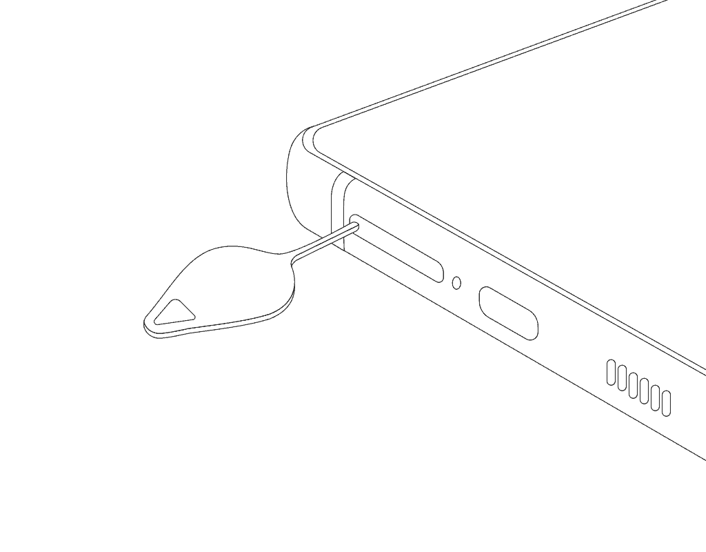 Samsung Pin Ejector Tool being used on a Samsung S22