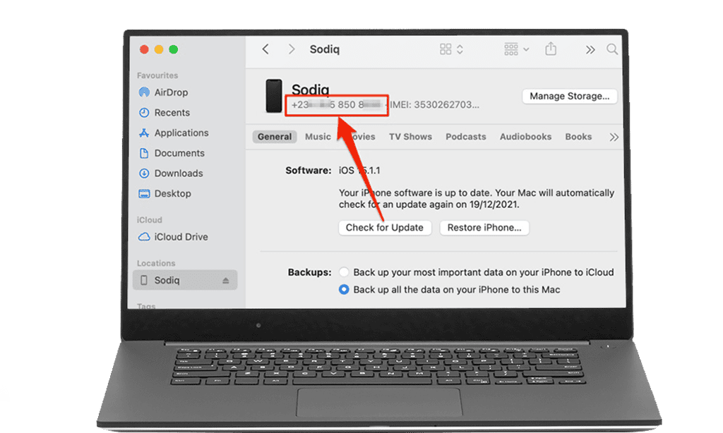 how to find my phone number on mac
