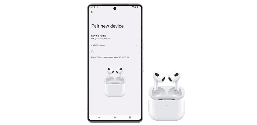 airpods next to a samsung device