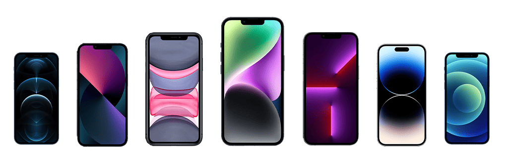 lineup of iphones lineup of iphones
