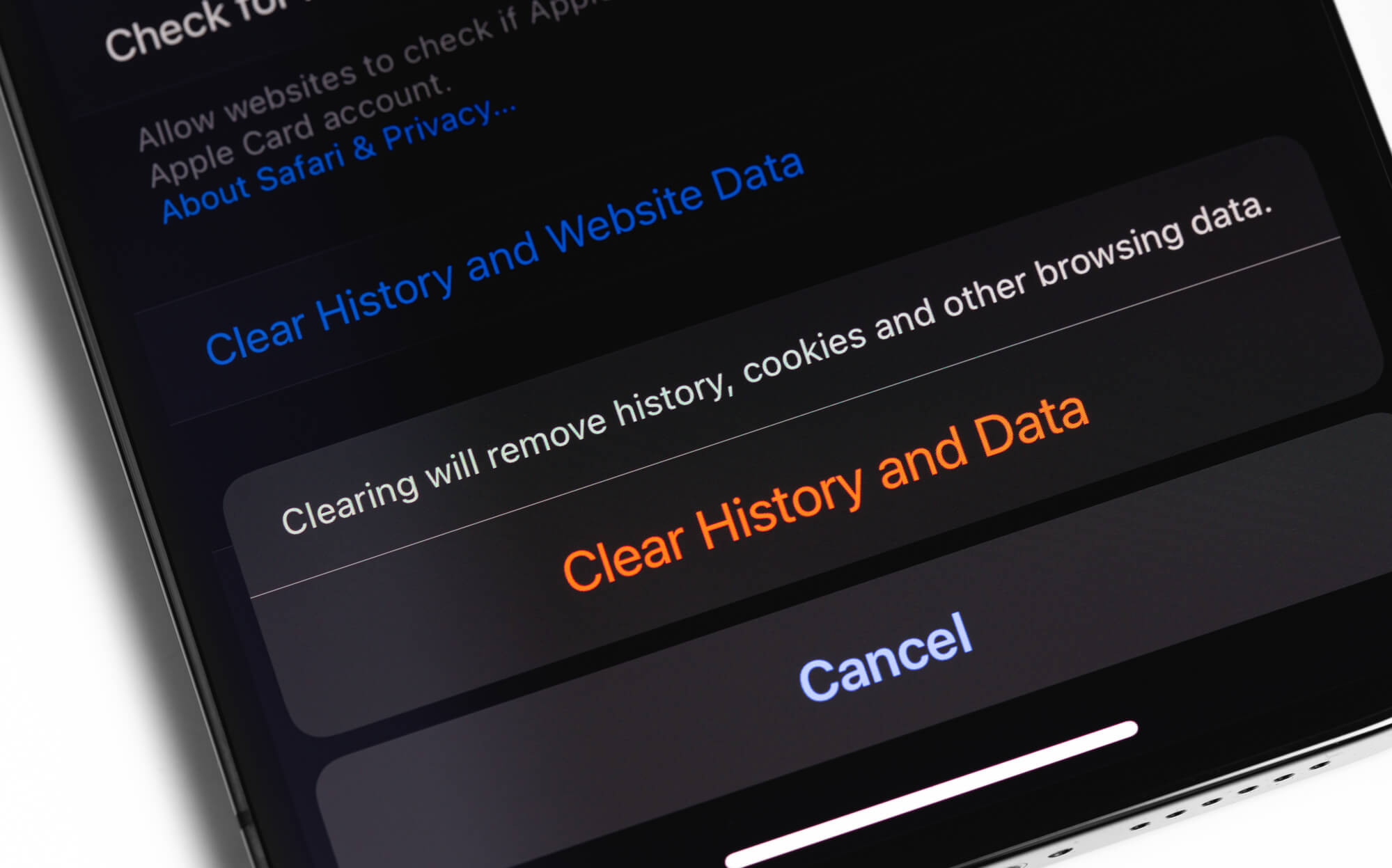 clear history on iphone stock
