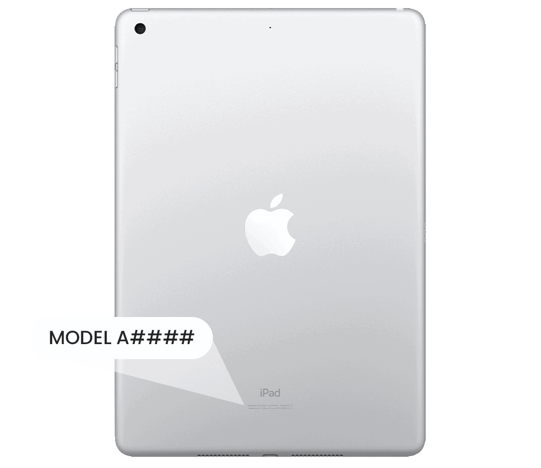 iPad model number on the back of the device