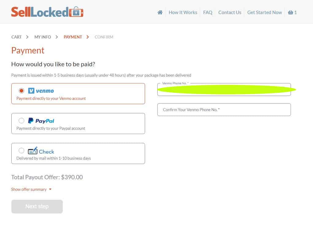 SellLocked review select payment method