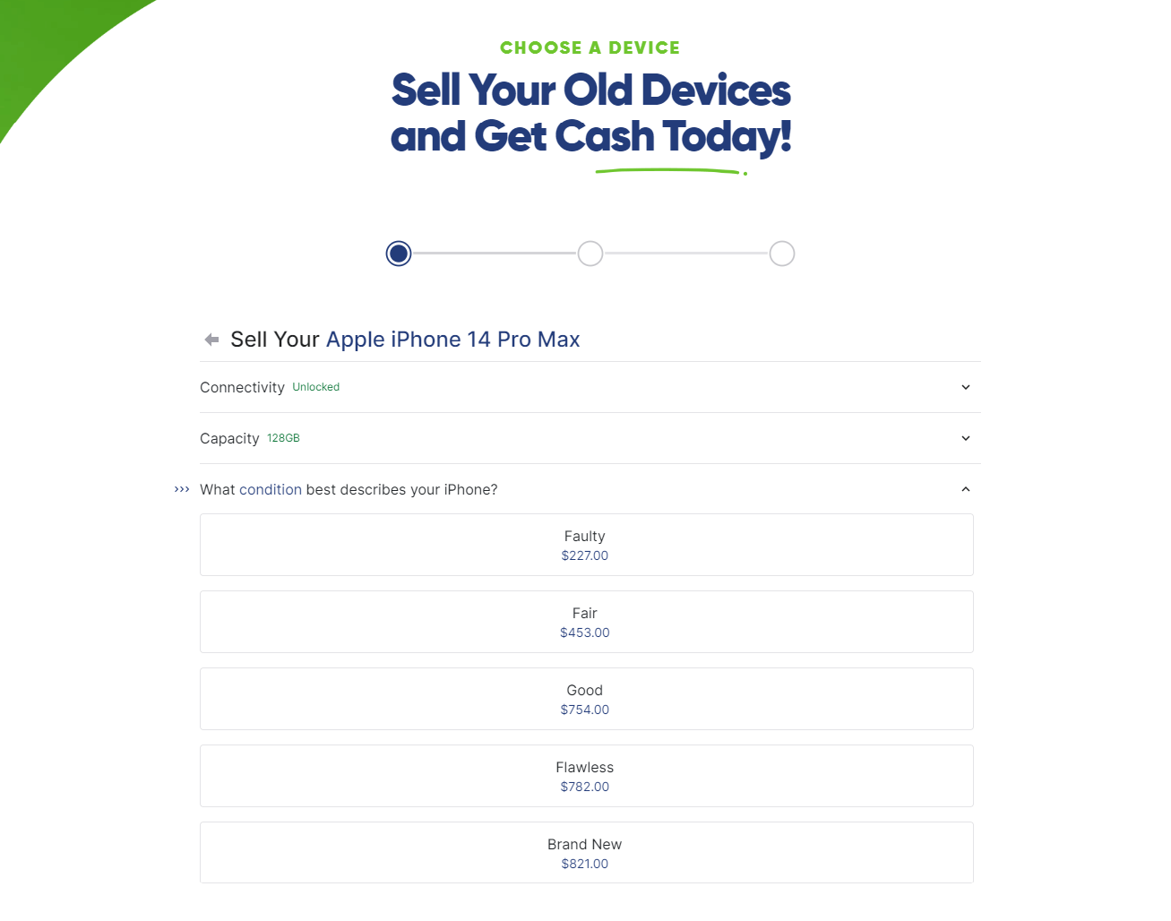Sell Old Phone at Quick Cash Step 1