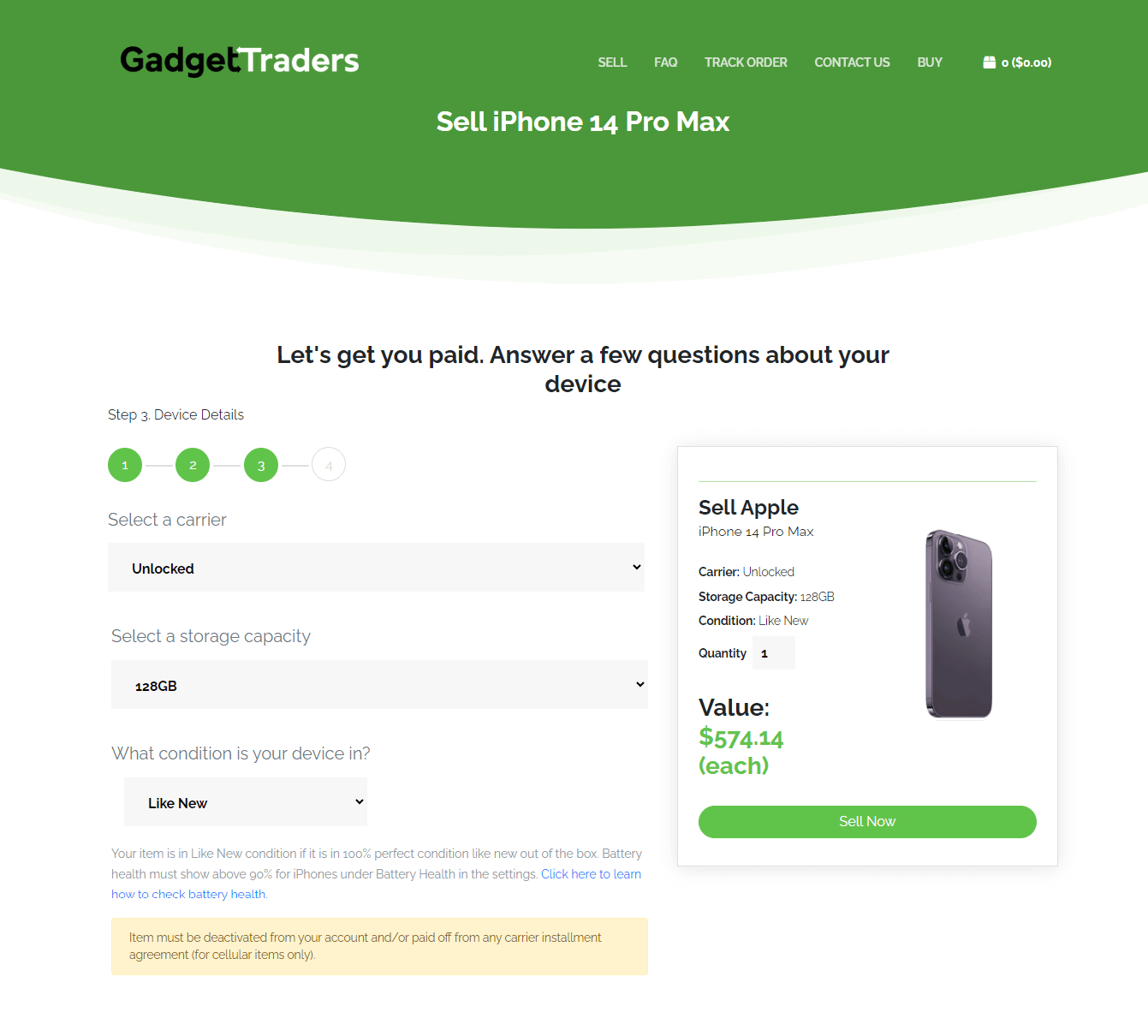 Gadget Traders Trade-in Process - Step 1