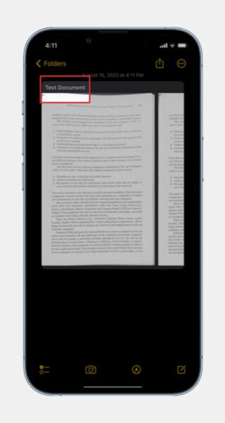 scan title document on iphone notes