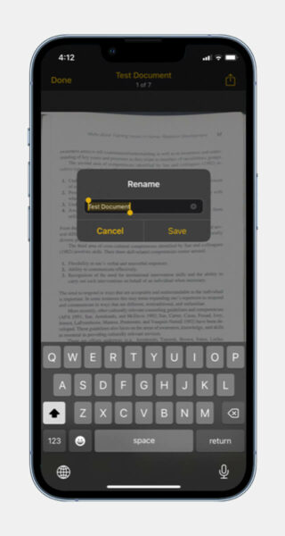 rename document on iphone notes