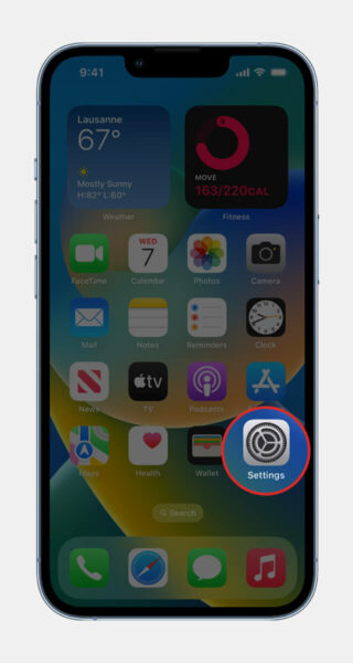 settings icon on iphone