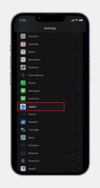 safari settings on iphone