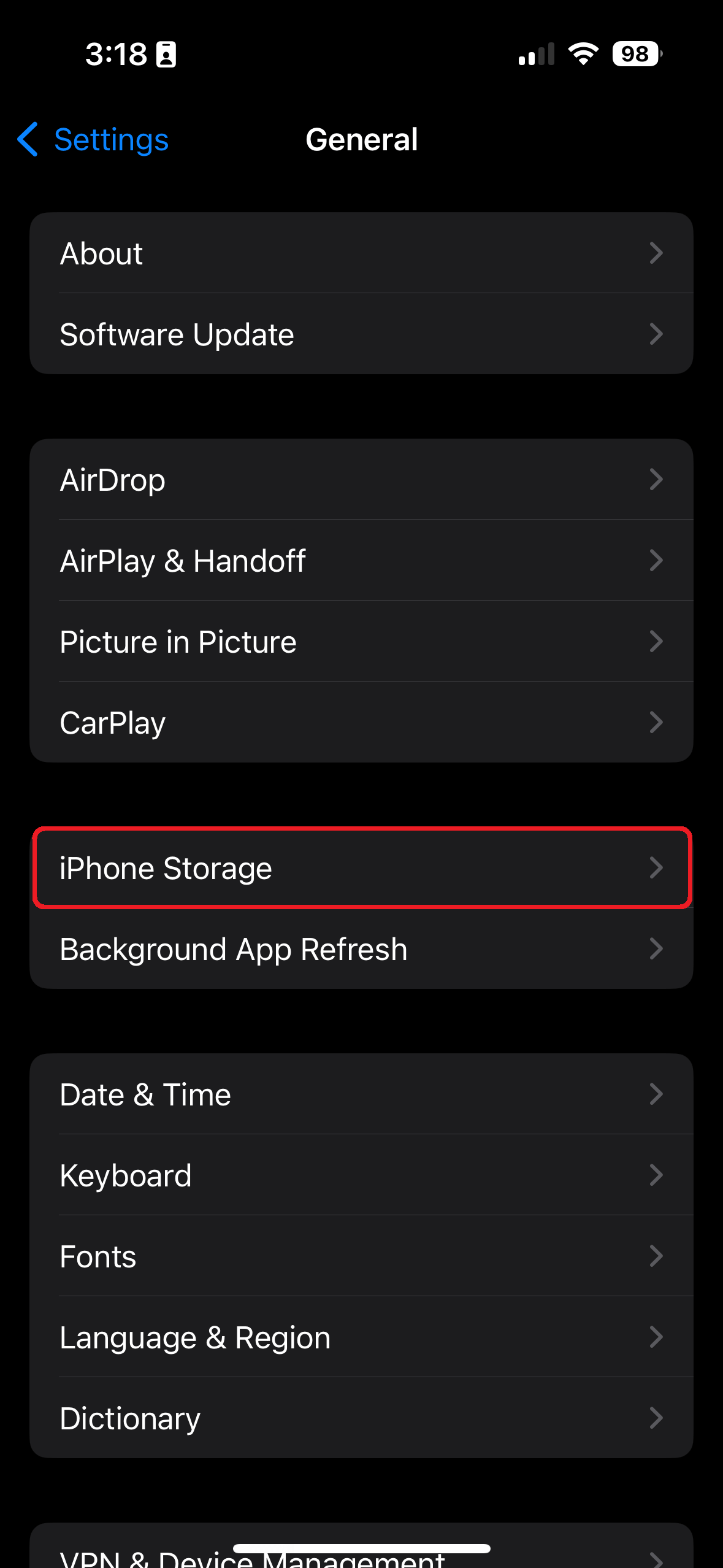 Checking iPhone GB storage - Step 2